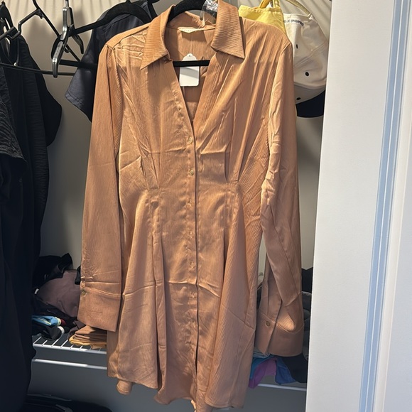 Satin Shirt Dress - Picture 2 of 3